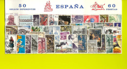 Espagne 50 Timbres Sur Plaquette Oblitéré - Collections