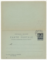 Entier Postal CP Double Au Type Sage Avec Volet Réponse - 10c Surchargé 1 Anna Zanzibar - 1904 - Storia Postale