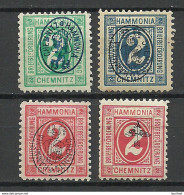 GERMANY Ca 1885 CHEMNITZ Private Stadtpost Local City Post Private Post 4 Stamps With OPT - Private & Local Mails