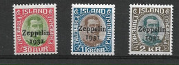 ICELAND 1930 Zeppelin Overprint MNH + MH - Airmail