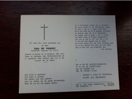 Eddy De Vriendt ° Ekeren 1956 + Merksem 1984 (Fam: Vandeputte - Leys) - Obituary Notices