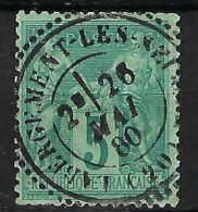 FRANCE Classique, B Obl. CAD Perlés: L'Abergement-Lès-Seurre (Côte D'Or) Sur Y&T 75 - 1876-1898 Sage (Type II)