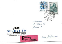 CH - 173 - Enveloppe Exprès Envoyée De Courrendlin 1991 - Storia Postale