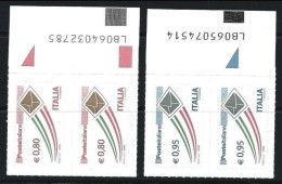 ● ITALIA 2014 ● Serie ORDINARIA ֍ Poste Italiane Da 0,80 E 0,95 € - 2 COPPIE Con Codice Alfanumerico ● PRIORITARIA ● - Barcodes