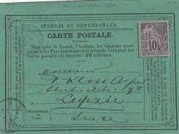 France. Senegal Et Dependances, Postcard From Rufique To Leipzig, Saxe, 15.7.1885 - Lettres & Documents