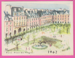 D75 - PARIS - PLACE DES VOSGES 1962 - Illustrateur Berel - Verso : Vœux De MODES ET TRAVAUX - CPM Grand Format - Other & Unclassified