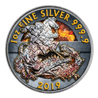 UK £2 Coin Valiant Slaying The Dragon 2019 Silver 1 Oz Iron Power Edition 02769 - Maundy Sets  & Conmemorativas