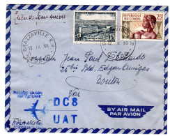 1960  CAD De BRAZZAVILLE  R P  Griffe 1° Liaison JETLINER DC8 UAT  Envoyée à TOULON - Usati