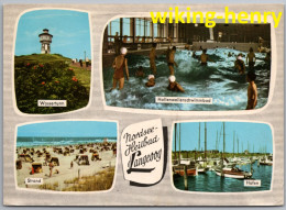 Langeoog - Mehrbildkarte - Wasserturm Hallenwellenschwimmbad Strand Hafen - Langeoog