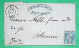 N°22 GC 3121 REVIN ARDENNES POUR LIBOURNE GIRONDE 1865 LETTRE COVER FRANCE - 1849-1876: Classic Period