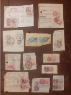 Lot De 12 Fragments Divers Avec Oblitérations Càd Rototypes, Rectangle, Grille, Linéaire Sur Fiscaux Années 1920-1950 - Storia Postale