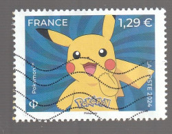 FRANCE 2024 ISSU DE LA FEUILLE POKEMON PIKACHU OBLITERE - Used Stamps