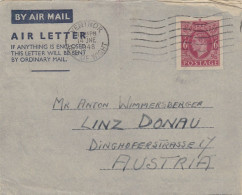 Great Britain. Air Letter King George VI (Rare Stationary Michel LF1 I) From Ventor To Linz, Austria, 1948 - Cartas & Documentos