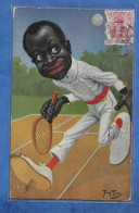 CPA Illustrateur THIELE - Petit Joueur De Tennis à Peau Noire Dessin Type Colonial - Hambourg 1909 - Thiele, Arthur