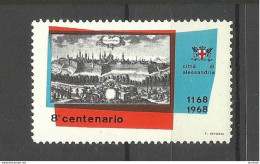 ITALIA Italy 1968 - 800th Anniversary Of Citta Di Alessandria City Vignette Poster Stamp * - Erinofilia