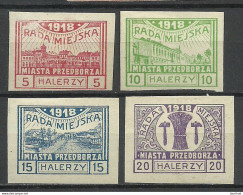 Poland Polen 1918 Przedborz Michel 15 - 18 C * Local City Post Lokalpost - Unused Stamps