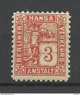 Germany Local City Post Deutsches Reich Privatpost BERLIN Ca. 1895 Hansa Verkehrsanstalt MNH - Correos Privados & Locales