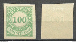 Germany Deutschland Ca. 1885 MüLHEIM-DEUTZ-KÖLN Privater Stadtpost Local City Post Paket-Verkehr 100 Pf. * - Privatpost