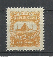 Deutschland Germany Ca. 1885 KARLSRUHE Privater Stadtpost 2 Pf Local City Post MNH - Posta Privata & Locale