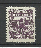 GERMANY Ca 1885 MANNHEIM Privater Stadtpost City Post Privatpost 2 Pf (*) Mint No Gum/ohne Gummi - Privatpost