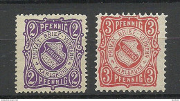 Germany Ca 1890 KARLSRUHE Privater Stadtpost 2 & 3 Pf. Local City Post MNH - Correos Privados & Locales