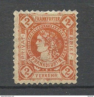 Germany Deutsches Reich Privater Stadtpost O 1887 Frankfurt Local City Post 2 Pf. (*) Ohne Gummi/mint No Gum - Private & Local Mails