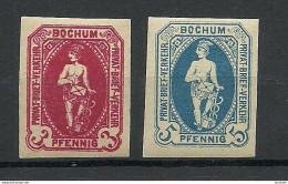 Germany Ca. 1880 BOCHUM Privater Stadtpost Local City Post, 2 Stamps, MNH - Private & Lokale Post