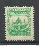 Germany Ca 1890 KARLSRUHE Privater Stadtpost 3 Pf. Local City Post MNH - Posta Privata & Locale