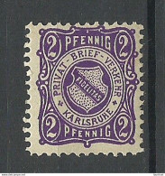 Germany Ca 1890 KARLSRUHE Privater Stadtpost 2 Pf. Local City Post MNH - Postes Privées & Locales