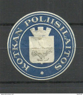 FINLAND FINNLAND POLICE Service Of City KOTKA Vignette Seal Stamp Siegelmarke - Sonstige & Ohne Zuordnung