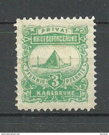 Germany Ca 1890 KARLSRUHE Privater Stadtpost 3 Pf. Local City Post * - Privatpost