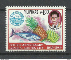 PHILIPINAS 1989 General Santos City 50th Anniversary MNH Fish Ananas Bananas - Filippijnen