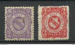 Germany Ca 1890 KARLSRUHE Privater Stadtpost 2 & 3 Pf Local City Post (*) - Private & Lokale Post