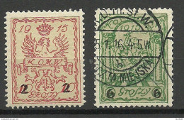 POLEN Poland 1915 Stadtpost Warschau Local City Post Michel 5 - 6 */o - Used Stamps