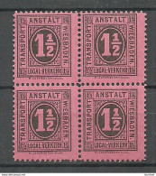 Germany Ca 1890 WIESBADEN Privater Stadtpost 1 1/2 Pf Ocal City Post Als 4-block MNH - Private & Local Mails