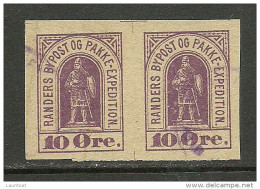 DENMARK 1887 RANDERS Lokalpost Local City Post Imperforated 10 öre In Pair O - Emisiones Locales