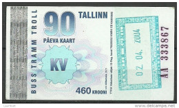Estland Estonia Estonie 2004 Tallinn Reval City Transport Ticket Stadtverkehr Monatskarte - Europe