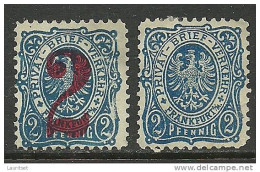 Germany Deutsches Reich Local City Post Postverkehr Frankfurt - Postes Privées & Locales