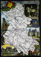 ► Carte Géographique Blondel Rougery -  LOIR Et CHER  41  Illustration   Elevage Chevaux Asperges Chasse Et Pêche - Carte Geografiche