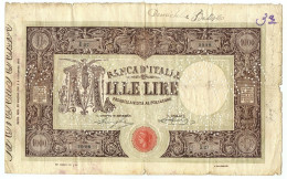 1000 LIRE FALSO D'EPOCA BARBETTI GRANDE M MATRICE LATERALE 23/05/1915 MB+ - [ 8] Vals En Specimen