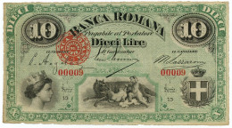 10 LIRE BANCA ROMANA REGNO D'ITALIA 1872 FDS - Andere & Zonder Classificatie