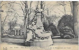 CPA Paris Parc Monceau Monument De Guy De Monpassant - La Pièce D'eau Et La Naumachie - Distrito: 08