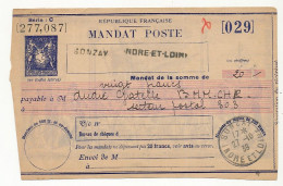 MANDAT POSTE Type Sage Série C - Cachets SONZAY (Indre Et Loire) 1939 - Arrivée Poste Aux Armées *48* - Etat B / TB - Sonstige & Ohne Zuordnung