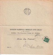 Italy. A216. Roma.1930. Modulo Da INIEL Per Lacco Ameno. Al Verso Frazionario (40 - 33) - Marcophilie