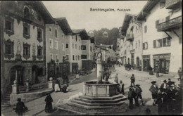 CPA Berchtesgaden In Oberbayern, Marktplatz, Brunnen, Passanten - Other & Unclassified