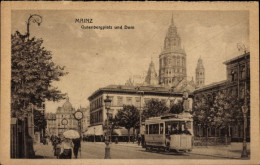 CPA Mainz Am Rhein, Gutenbergplatz Und Dom, Straßenbahn 38 - Autres & Non Classés