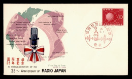 JAPON FDC 25 AÑOS RADIO JAPAN TELECOM 1960 - Telecom