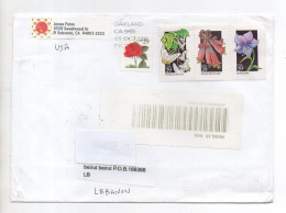Cover Sent From USA To Beirut Lebanon , Flowers Stamps - Covers & Documents