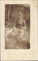 Photo CPA Deutscher Soldat In Uniform Mit Schäferhund - Other & Unclassified