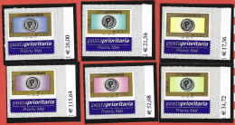 Italia 2002; Posta Prioritaria In Euro + Etichetta, Serie Completa Con Il Prezzo Del Foglio Sul Bordo Destro. - 2001-10: Mint/hinged